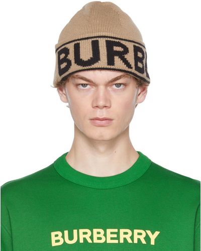 Burberry Bonnet en cachemire à logo en intarsia - Vert