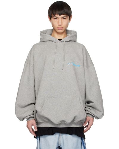 Vetements グレー ロゴプリント フーディ