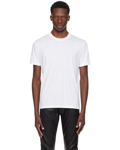 Tom Ford T-shirt blanc à col ras du cou - Noir