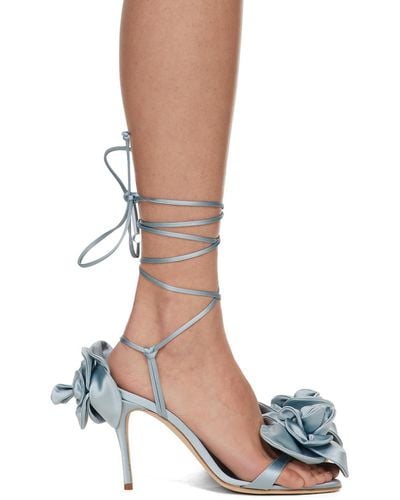 Magda Butrym Double Flower Heeled Sandals - Blue