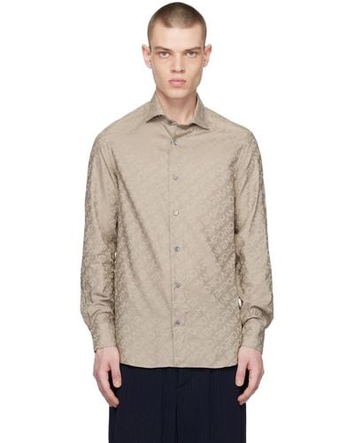 Emporio Armani Taupe All-over Shirt - Multicolour