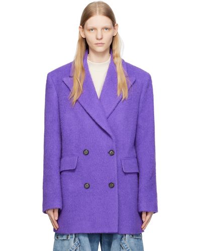 MSGM Purple Double-breasted Coat