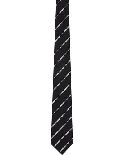 Husbands Cravate noire à rayures en tissu jacquard