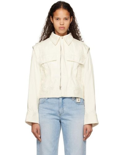 WOOYOUNGMI Off- Panelled Denim Jacket - White