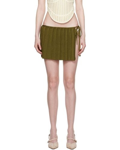 Isa Boulder Pleated Reversible Miniskirt - Green
