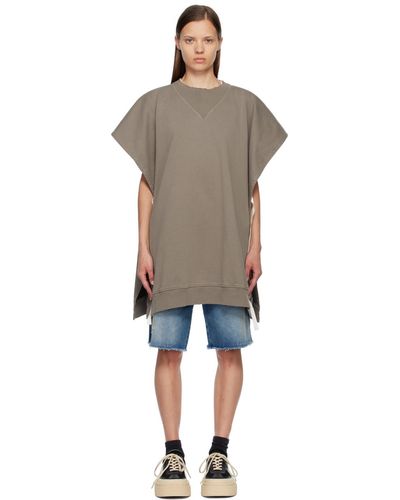 MM6 by Maison Martin Margiela Pull molletonné drapé taupe - Noir