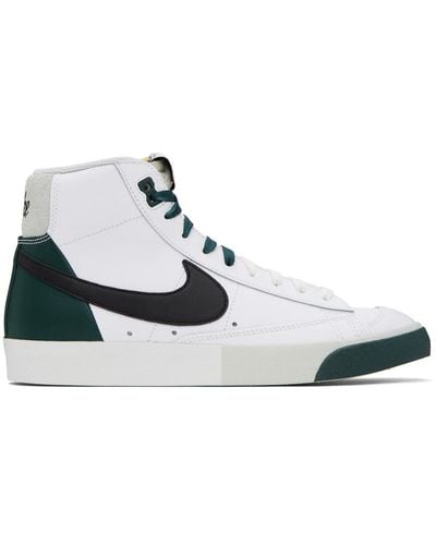 Nike White & Green Blazer Mid '77 Premium Sneakers - Black