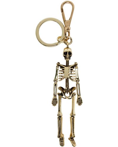 Alexander McQueen Gold Skeleton Keychain - Metallic