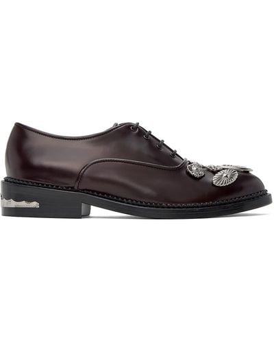 Toga Burgundy Embellished Oxfords - Black