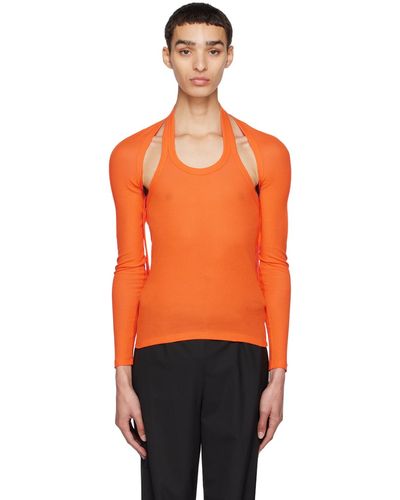 Dion Lee Orange Modular Halter Long Sleeve T-shirt