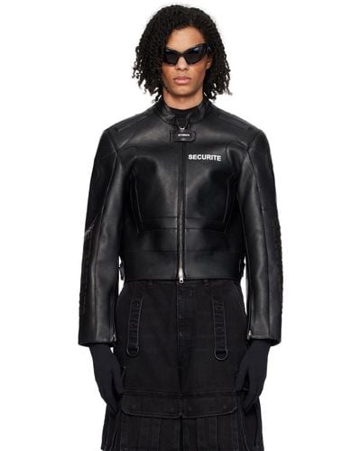 Vetements Securite Motorcross Leather Jacket - Black