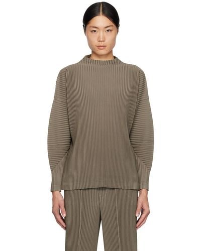 Homme Plissé Issey Miyake Homme Plissé Issey Miyake Khaki Monthly Color November Long Sleeve T-shirt - Brown