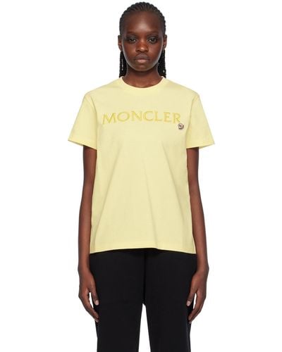 Moncler Yellow Embroidered T-shirt - Orange