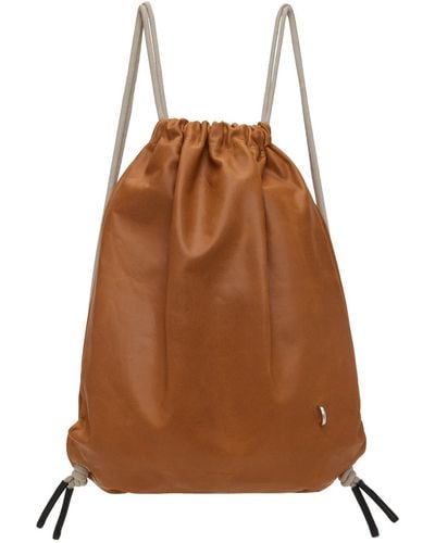 Rick Owens Tan Drawstring Backpack - Brown