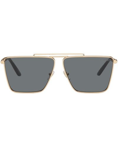 Versace Gold Tubular Greca Sunglasses - Black
