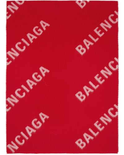 Balenciaga Écharpe rose à motif à logo - Rouge