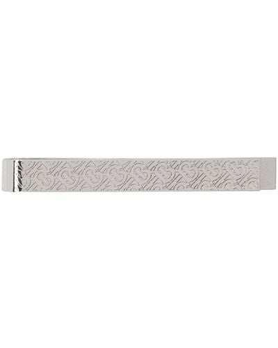 Burberry Silver Monogram Tie Bar - Black