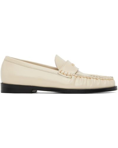 STAUD Off-white Loulou Loafers - Black