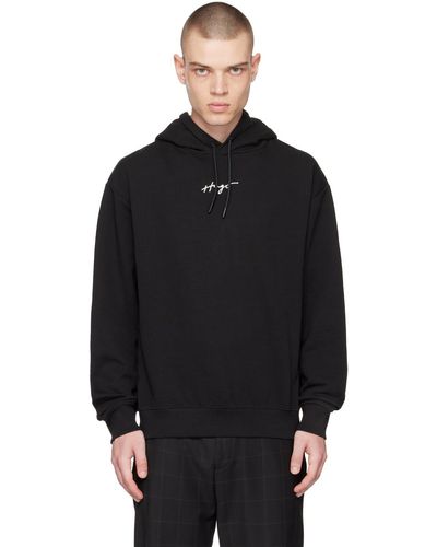 HUGO Black Relaxed-fit Hoodie