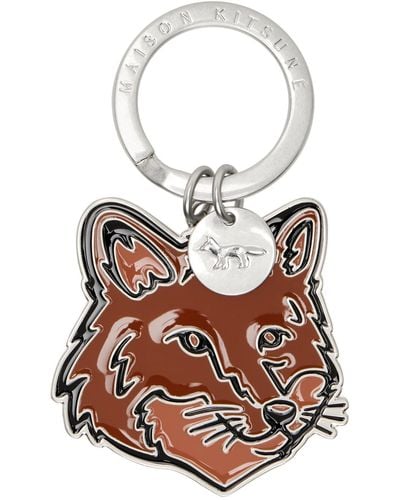 Maison Kitsuné Silver Bold Fox Head Keychain - Multicolour