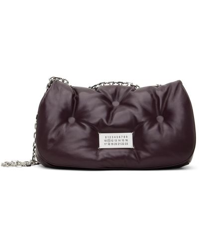 Maison Margiela Burgundy Medium Glam Slam Flap Bag - Black