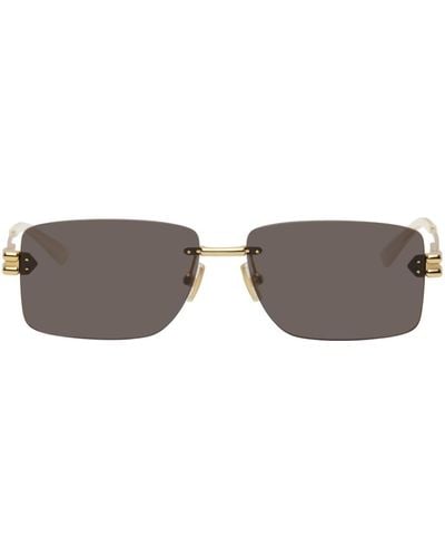 Bottega Veneta Gold Rectangular Sunglasses - Black