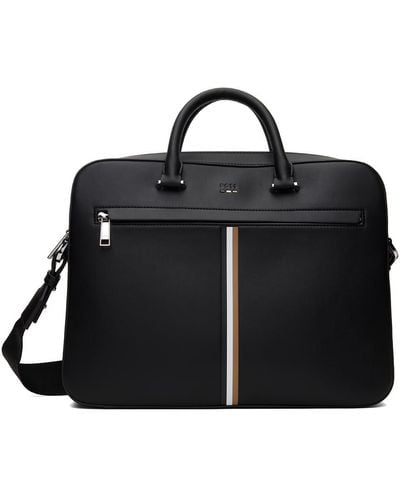 BOSS Black Faux-leather Signature Stripe Trim Briefcase