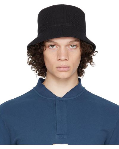 CFCL Chapeau de plage noir en tricot à mailles ouvertes - Bleu