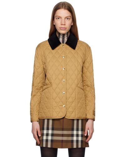 Burberry Tan Quilted Jacket - Natural