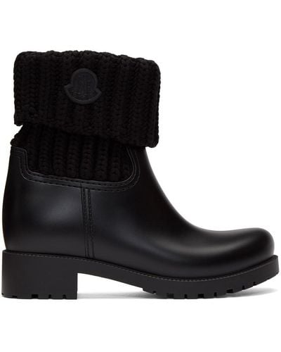 Moncler Ginette Knitted And Rubber Rain Boots - Black