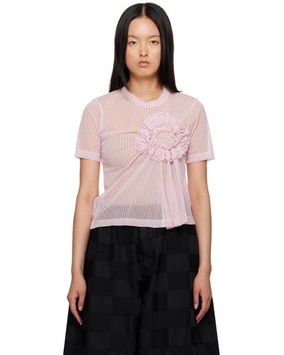 Noir Kei Ninomiya T-shirt rose à carreaux - Noir