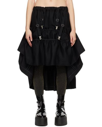 Noir Kei Ninomiya Tie Midi Skirt - Black