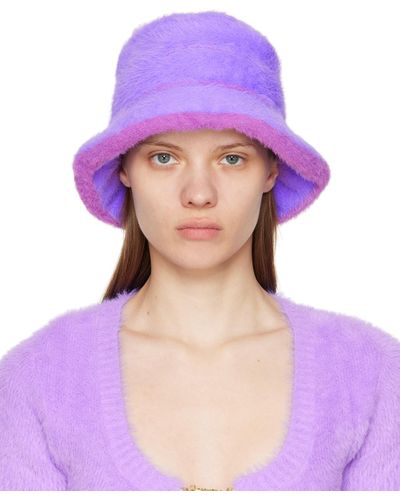 Jacquemus Le Bob Neve Faux Fur Bucket Hat - Purple