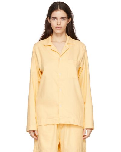Tekla Chemise de pyjama jaune en flanelle - Orange