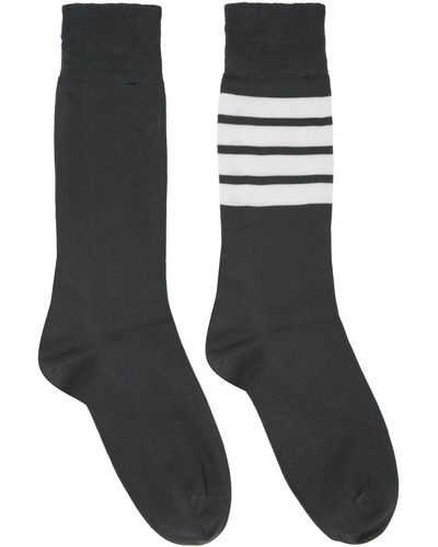 Thom Browne Thom e chaussettes grises à quatre rayures - Noir