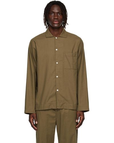 Tekla Flannel Pyjama Shirt - Green