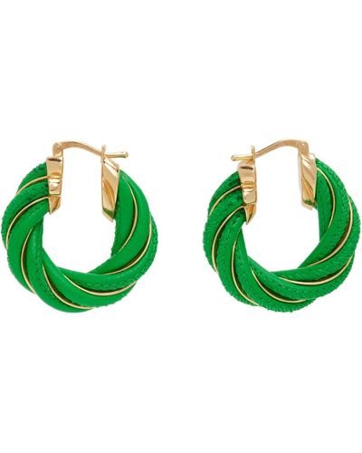 Bottega Veneta Boucles d'oreilles à anneau torsadées vertes