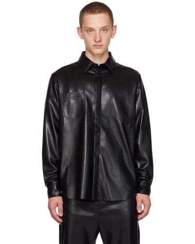 Nanushka Declan Vegan Leather Shirt - Black