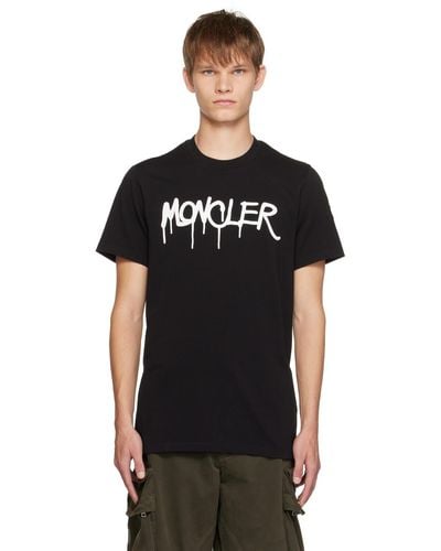 Moncler T-shirt noir à logo imprimé