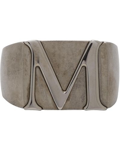 Maison Margiela Silver Polished 'm' Signet Ring - Metallic