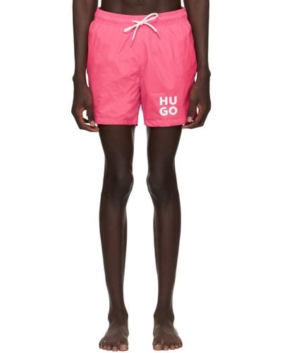 HUGO Pink Drawstring Swim Shorts