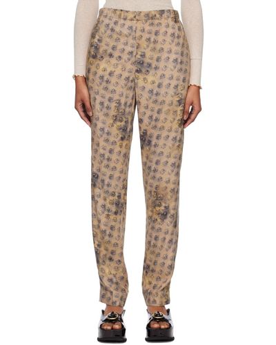 Acne Studios Beige Floral Trousers - Natural