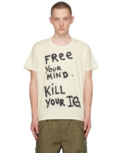 R13 Off-white 'free Your Mind' T-shirt - Natural