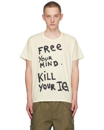R13 T-shirt 'free your mind' blanc cassé - Neutre