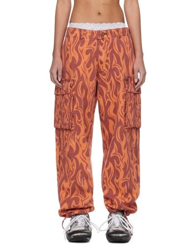 ERL Orange Flame Cargo Pants