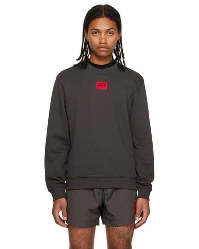 HUGO Grey Patch Sweatshirt - Black