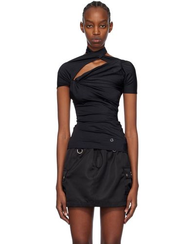 Coperni Asymmetric Draped T-shirt - Black