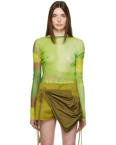 PAULA CANOVAS DEL VAS Semi-sheer Long Sleeve T-shirt - Green