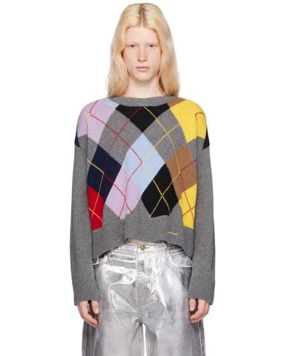 Ganni Gray Harlequin Sweater - Multicolor