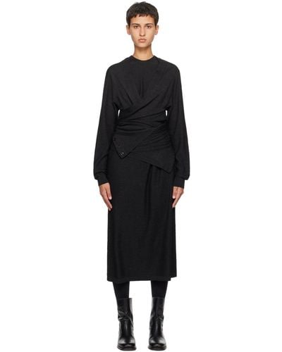 Lemaire Grey Twisted Midi Dress - Black